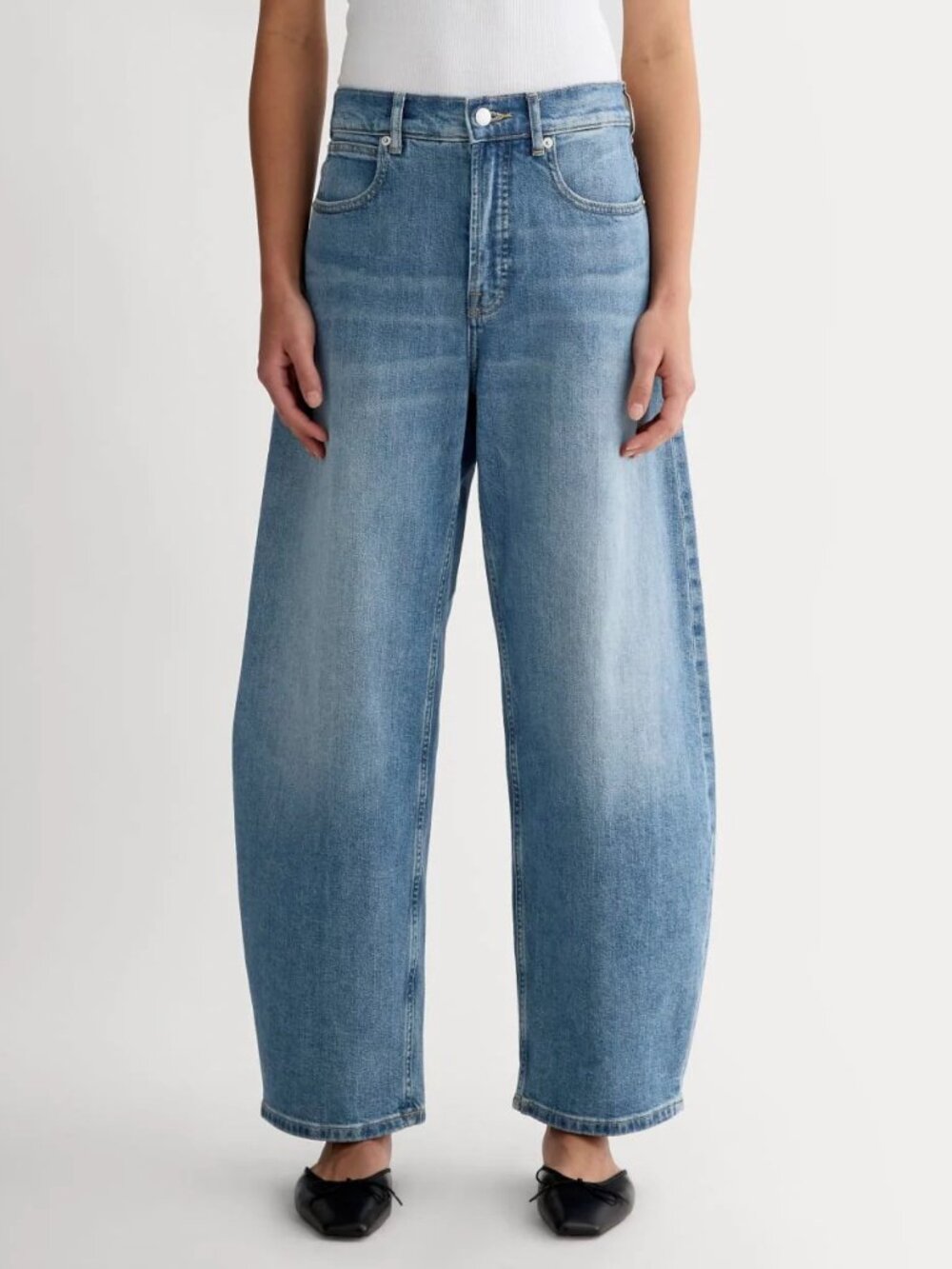 Everlane Women's Size 24 The Way High Curve Barrel Leg Indigo Jeans NEW